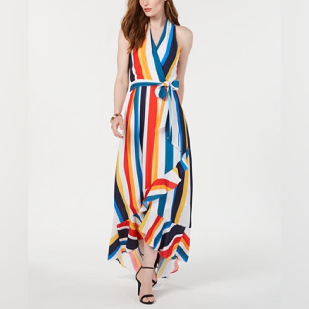 Julia Jordan Colorful Striped High Low Dress